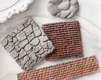 Brick walls, soil, and stone patterns silicone mold, polymer clay mold, fondant mold, candle mold, home decor, soap making, cake decorating