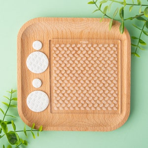Mini Leaf pattern acrylic texture mat, with cutter, polymer clay texture sheet - for making clay jewelry, earing