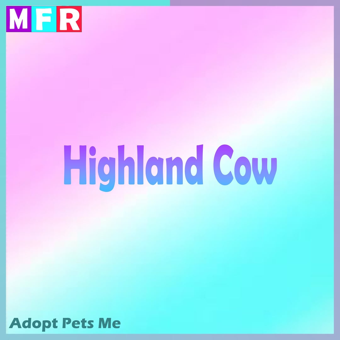 Adopt Me Highland Cow MFR Mega Neon Fly Ride Virtual Pet - Etsy