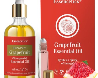 Mezcla de aceite esencial de pomelo: botella de vidrio de 4 oz con gotero y aplicador roll-on