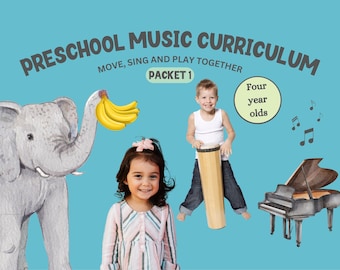 Preschool Music Curriculum Packet #1: Age 4, Four Music lessons (digital download).