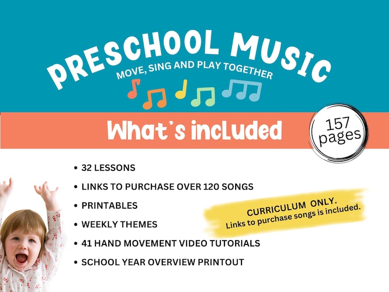 32Week Curriculum for Preschool Music 1 & 2 yearolds, Digital