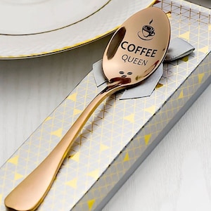 Coffee lover-Girlfriend gift Custom coffee spoon with engraved name Personalized gifts Coffee Queen Caffeine Mothers day gifts