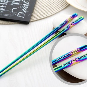 Custom Engraved Metal Chopsticks - Perfect Gift for Boyfriend or Girlfriend! Graduation gifts Gift for her Mom gift