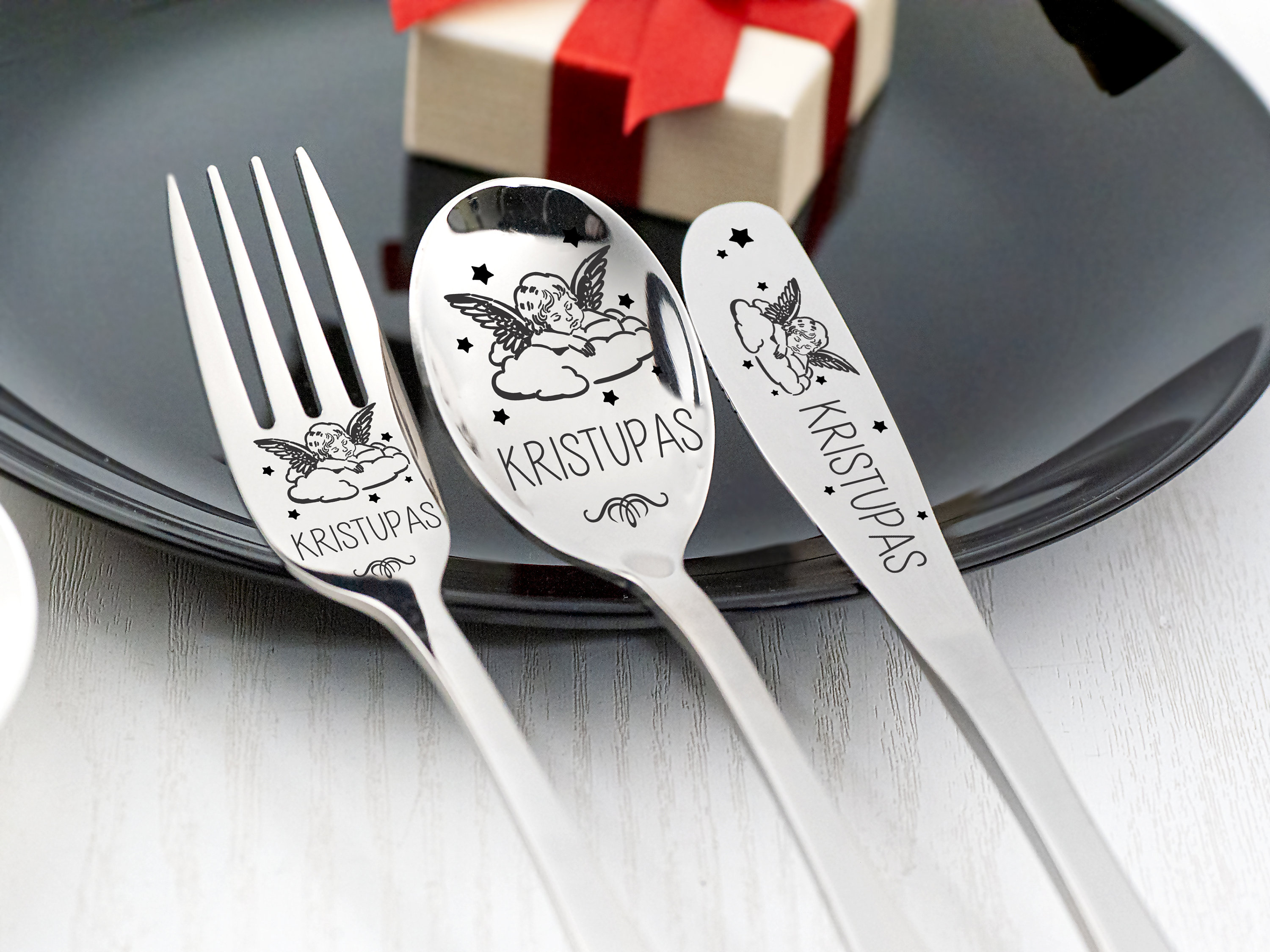 Kids' Silver Tableware. Antimicrobial Blackened 925/999 Silver. Child  Silver Spoon with Embossed Baby Girl
