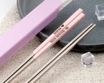 Bacchette rosa incise - Acciaio inossidabile personalizzato, regalo di San Valentino