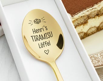 Custom name tiramisu spoon, romantic engraved gift for partner on Christmas