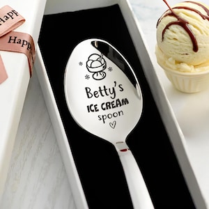 Teen Girl Gift - Ice Cream Spoon - Personalized Ice Cream Lover gift- Stocking Stuffer Christmas engraved gift for sister custom Name