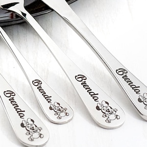 Engraved Mickey Mouse Cutlery Set – Personalized Baby Gift