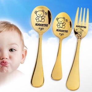 Toddler silverware - Personalized kids flatware for baby girl and baby boy 1st birthday gift Baby shower gift