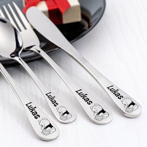 Custom cutlery - Winnie the Pooh Gift  - Engraved Stainless Steel Kids Silverware with Custom Name