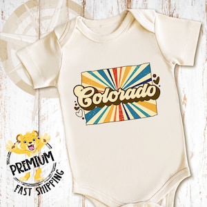 Colorado Retro Onesie®, Colorado Onesie®, Colorado Baby Onesie®, Retro Colorado Onesie®, Cute Colorado Baby Onesie®, N0828