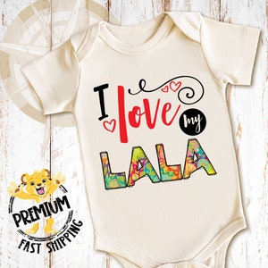 I Love My Lala Onesie® - Cute Heart Grandma Gift - Adorable Toddler Shirt - Fun Family Baby Announcement - New Parent Present - 0634