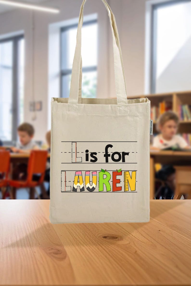 Personalized Back to School Kids Tote Bag With Gusset for Books ...