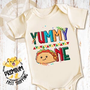 Yummy One Taco Onesie® - Fun First Birthday Present - Cute One Year Old Outfit - Adorable Family Gift - Birthday Party Outfit - 1242