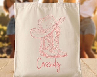 Western Bachelorette Tote Bags For Cowgirl - Custom Bridal Shower Western Tote - Country Theme Bachelorette Party - 2630