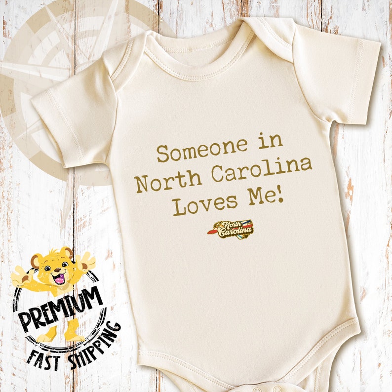 our cute north carolina onesie is perfect for that loved one who lives out of state. Great for cousins, grandmas or as a family onesie.