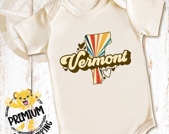 Vermont Retro Onesie®, Vermont Onesie®, Vermont Baby Onesie®, Retro Vermont Onesie®, Cute Vermont Baby Onesie®, N0809