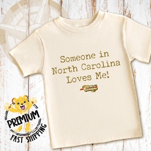 our cute north carolina onesie is perfect for that loved one who lives out of state. Great for cousins, grandmas or as a family onesie.