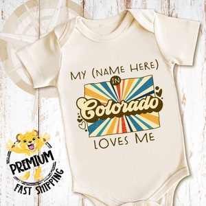 Personalized Colorado Retro Onesie® - Someone In CO Loves Me Shirt - Cute Custom State Family Present - Adorable New Parent Gift - 0878