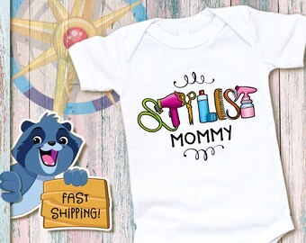Stylist Mommy Onesie®, Stylist  Onesie®, Hairstylist  Onesie®, Hairstylist Baby, Hairstylist Baby Gift, Stylist Bodysuit, 0498