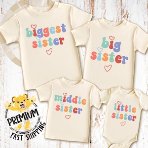 our sister shirt and onesie are perfect as a baby announcement gift