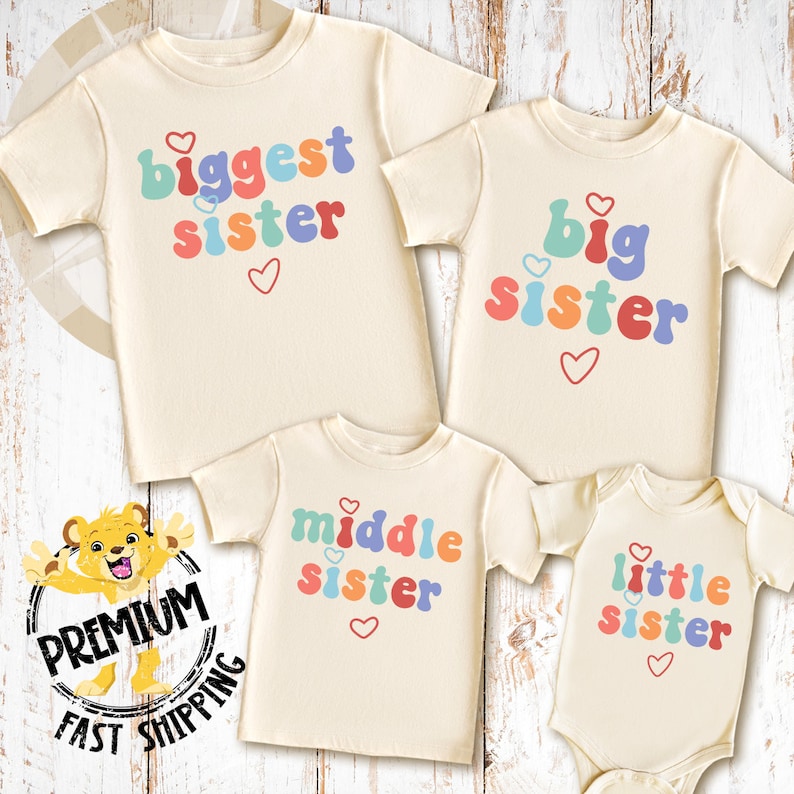 our sister shirt and onesie are perfect as a baby announcement gift