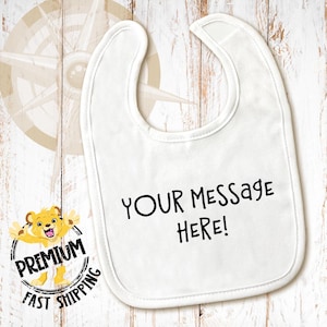 Cute Personalized Baby Bib - Washable Custom words or text burp cloth - newborn boy or girl unisex / gender neutral gift - 1163