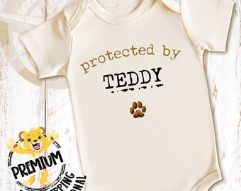 Personalized Protected By Onesie®, Pet Name Onesie®, Protected By Onesie®, Protected By Dog Onesie®, Custom Dog Onesie®, N0572