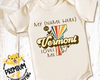 Personalized Vermont Retro Onesie®, Someone In Vermont Loves Me Onesie®, Vermont Baby Onesie®, Retro Vermont Onesie®, Vermont Onesie®, N0859