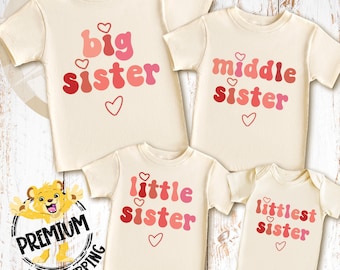 Matching Pink Sister Shirts - Big, Middle, Little, Littlest, Sister Again