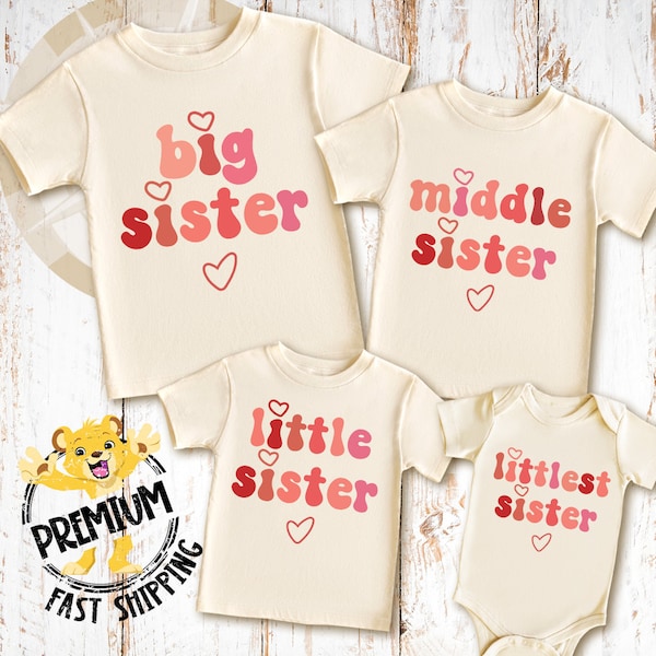 Pink Sister Shirts, Big Sister Shirt, Little Sister Shirt, Littlest Sister Shirt, Sister Again Shirt, Sister Retro Shirt, N1909