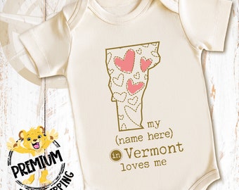 Personalized Vermont Onesie®, Someone In Vermont Loves Me Onesie®, Vermont Baby Onesie®, Retro Vermont Onesie®, N0909