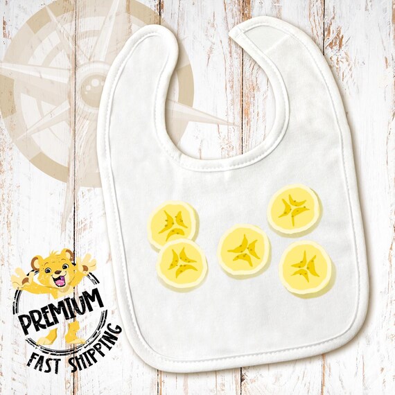Cute Banana Slices Bib Washable and Adorable Food Bib or Burp