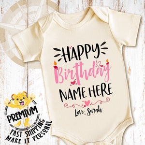 Personalized Happy Birthday Onesie® or Shirt - Cute Personalized Gift For Family Or Friends - Premium Cotton Kid Outfits - 0725