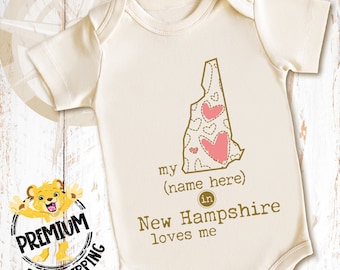 Personalized New Hampshire Onesie®, Someone In New Hampshire Loves Me Onesie®, New Hampshire Baby Onesie®, N0910