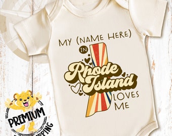 Personalized Rhode Island Retro Onesie®, Someone In Rhode Island Loves Me Onesie®, Rhode Island Baby Onesie®, Rhode Island Onesie®, N0857