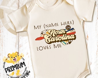 Personalized North Carolina Retro Onesie® - Someone In NC Loves Me Shirt - Custom State Present - Adorable New Parent Gift - 0840
