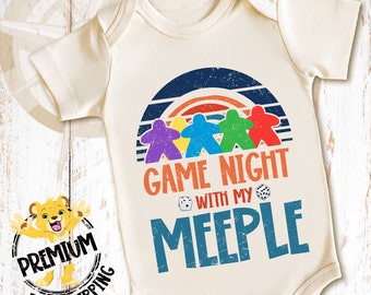Game Night With My Meeple Onesie®, Meeple Bodysuit, Gaming Onesie®, Meeple Onesie®, Fun Meeple Onesie®, Board Game Onesie®, N1550