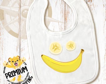 Banana Smile Face Bib Washable and Adorable Food Bib or Burp