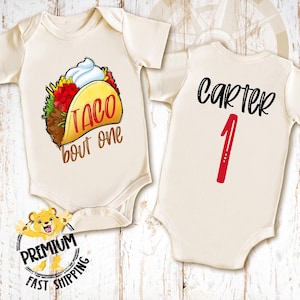 Taco Bout One Onesie® - Fun First Birthday Present - Cute One Year Old Outfit - Adorable Family Gift - Birthday Party Outfit - 1256