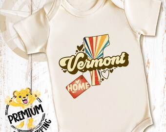 Vermont Home Onesie®, Vermont Onesie®, Vermont Baby Onesie®, Retro Vermont Onesie®, Cute Vermont Baby Onesie®, N0959