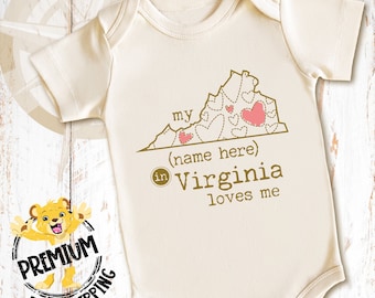 Personalized Someone In Virginia Loves Me Onesie®, Long Distance Onesie®, Virginia Baby Onesie®, Retro Virginia Onesie®, N0886