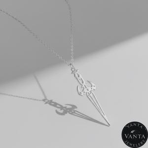 Gold & Silver Sword Pendant Necklace: Gothic Warrior Jewelry