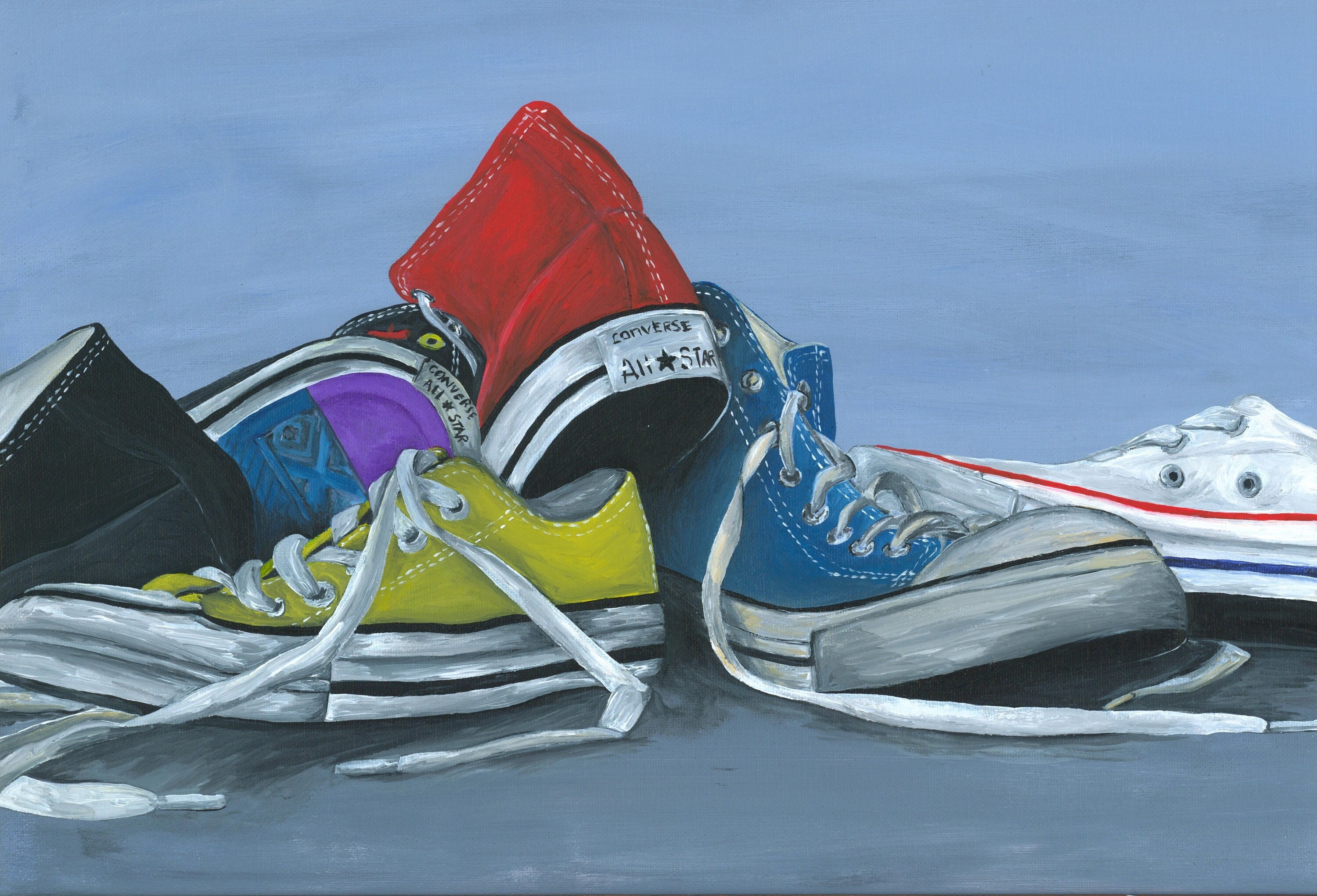 painting converse with acrylic
