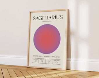 Sagittarius Wall Art, Retro Zodiac Poster, Sagittarius Gift, Astrology Print, Aura Poster, Trendy Spiritual Wall Art, DIGITAL DOWNLOAD