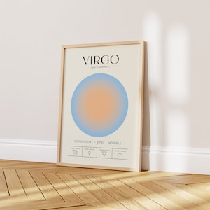Virgo Wall Art, Retro Zodiac Poster, Virgo Gift, Astrology Print, Star Sign Poster, Aura Poster, Spiritual Wall Art, DIGITAL DOWNLOAD