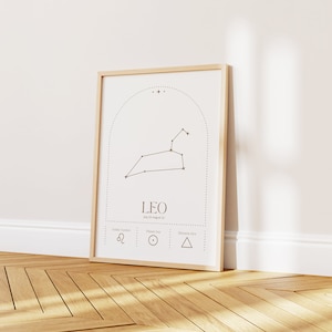Leo Print, Zodiac Poster, Leo Gift, Modern Wall Art, Aesthetic Room Decor, Minimalist Wall Art, Star Sign Poster, DIGITAL DOWNLOAD