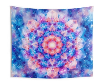 Cosmic Tapestry Mandala Pink Blue Purple White Kaleidoscope Meditation Yoga Girls Room Decor Yoga Decoration Gift For Her