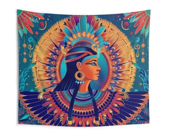 Colorful Ancient Egyptian Goddess Abstract Wall Hanging Tapestry Meditation Yoga Girls Room Decor Bedroom Aesthetics Feminine Energy